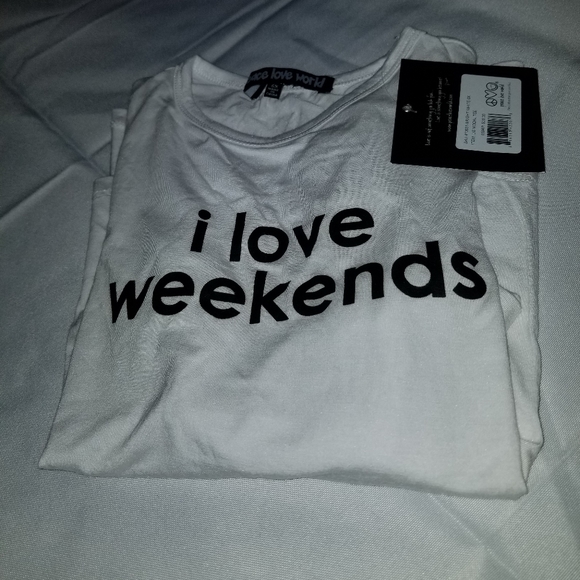 PLW L/S White I Love Weekends Tee Sz 6, 6X, 12 - Picture 3 of 6